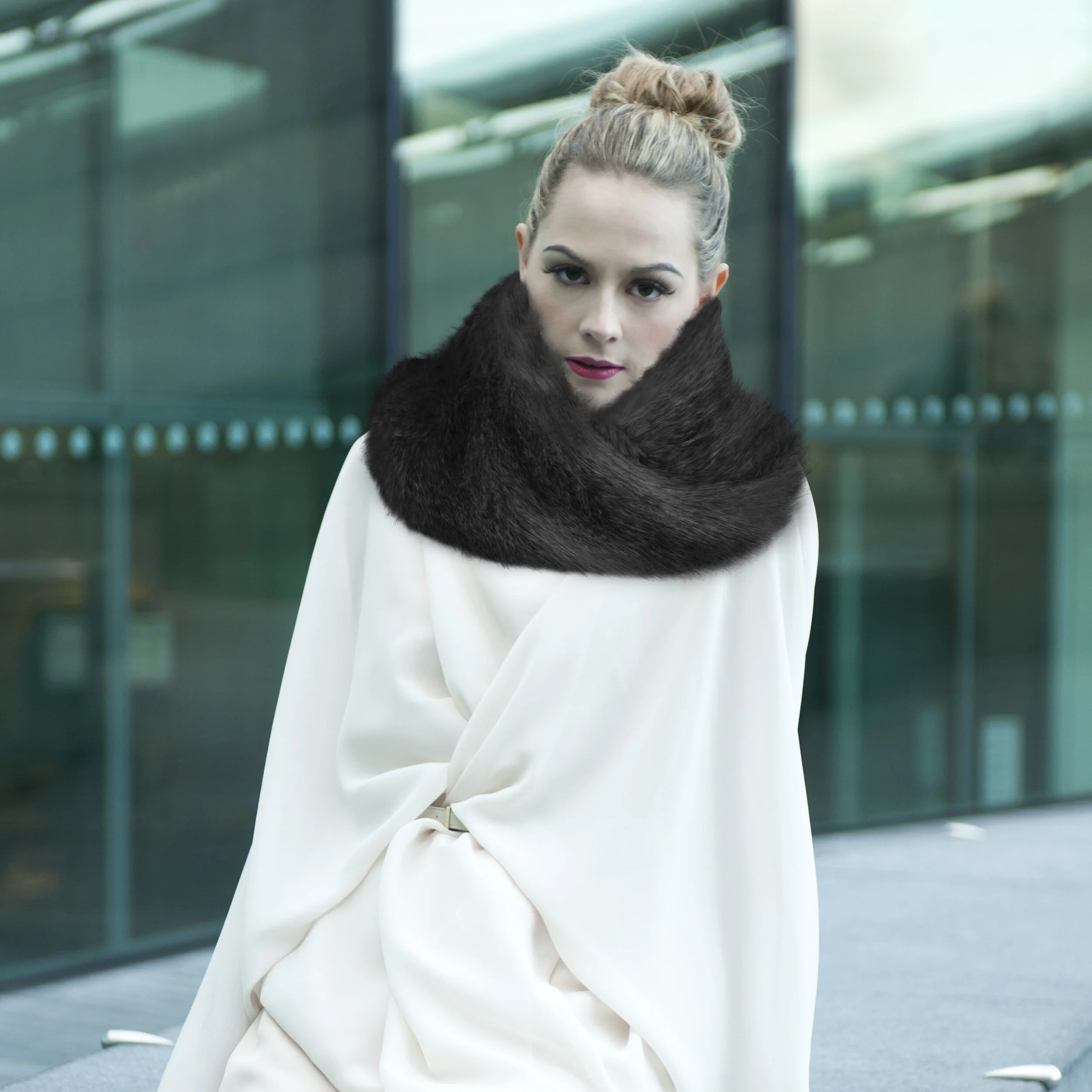 Infinity Snood Charcoal Faux Fur — Isabel Wong